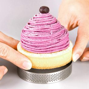 Circular Stainless Steel Porous Tart Ring Bottom Tower Pie Cake Mould Baking ToolsHeat-Resistant Perforated Cake Mousse Ring, 8c