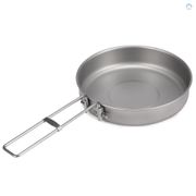750ml Ultralight Titanium Frypan with Foldable Handle Outdoor Camping Hiking Picnic Cooking Frying Pan  jane62