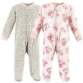 Hudson Baby Unisex Baby Premium Quilted Zipper Sleep and Play, Blush Rose Leopard, Months