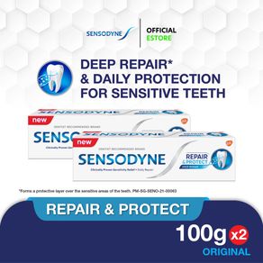 SENSODYNE Toothpaste, Repair and Protect, Deep Repair, Lasting and Daily Sensitivity Protection, Original,100g [2 Packs]