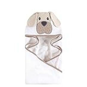 Hudson Baby Unisex Baby Cotton Animal Face Hooded Towel, Tan Puppy, One Size