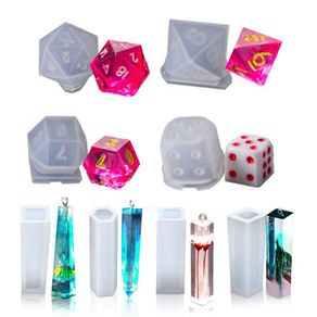 19pcs Dice Resin Mold Moulds Gamer-tools Dice Fillet Shape Multi-spec  Silicone Mould Making