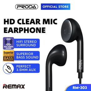 REMAX Earphone 3 5mm Earphone Wired Earphone With Mic RM-303 Music Earphone Noise Cancelling Earphone Remax Earfone 有线耳机