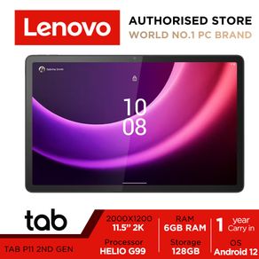 Lenovo Tab P11 (2nd Gen) | ZABG0235SG | 11.5" 2K (2000x1200) IPS 400nits Anti-fingerprint | MediaTek Helio G99 | 6GB RAM | 128GB STORAGE | 4G LTE | Android 12L or Later | 1-year Carry-in with 1-year Battery