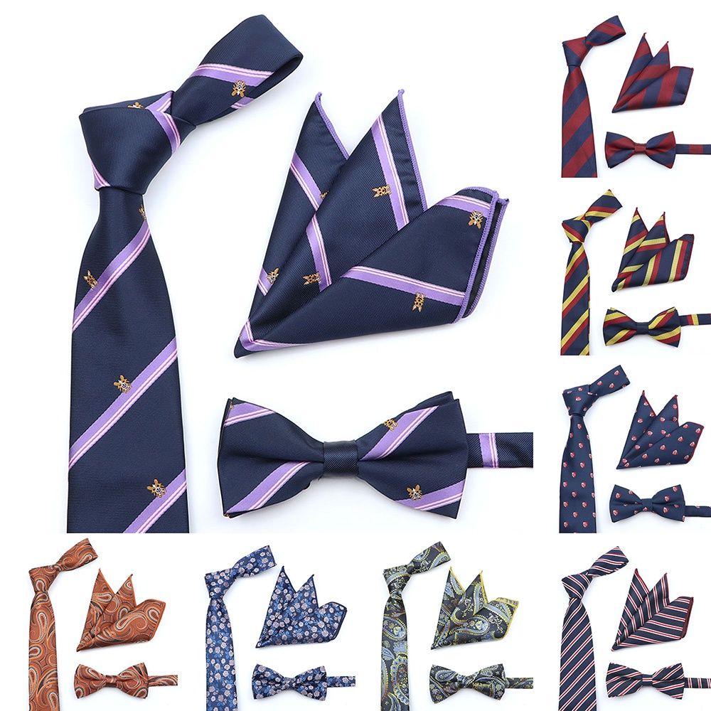 100% Silk Brand Tie Handkerchief Cufflink Set for Men Necktie Holiday Gift  Box Blue Gold Suit Accessories Slim Wedding Gravatas