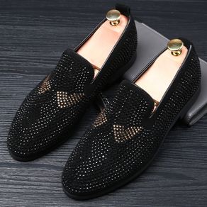 2018 summer fashion men's shoes England pointed set foot men's shoes sand leather rhinestone casual shoes