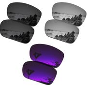 SmartVLT 3 Pairs Polarized Sunglasses Replacement Lenses for Oakley TwoFace Stealth Black & Silver Titanium & Plasma Purple