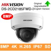 Hikvision Original IP Camera 8MP IR Fixed Dome DS-2CD2185FWD-I Network Camera POE H.265 Updatable CCTV security H.265 IP67