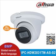 Free shipping Dahua IPC-HDW2831TM-AS-S2 8MP POE Built-in Mic & SD Card Slot H.265 IR 30M IVS WDR Onvif IP67 Starlight IP Camera