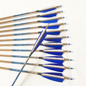 12pcs Archery carbon arrows wood skin arrow shafts spine400-600 ID6.2mm 5" stripe Turkey fletching feathers traditional bow