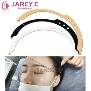 Semi-Permannet Bow and Arrow Line Ruler Microblading Measuring Tool String With 15pcs Liners 15 Dyeing liners
