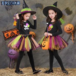 Halloween dresses Costumes Children's Halloween costume female princess dress dress witch carnival carnival skeleton pum