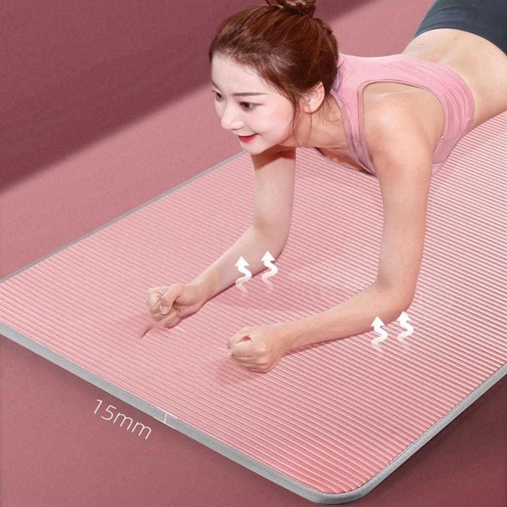 Quality 10mm NBR Yoga Mat with Free Carry Rope 183*61cm Non-slip