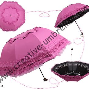 Princess umbrellas,100%sunscreen,UPF 50+,ladies'parasol,8k ribs,black coating,pocket parasol,UV protecting,lacing