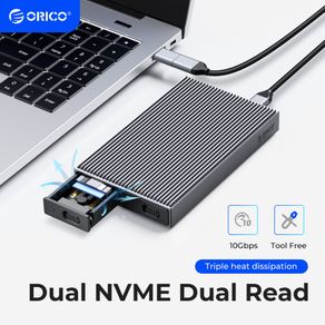 ORICO M2 SSD Enclosure NVMe NGFF 10Gbps PCIe M.2 SSD Case Portable USB C  3.2Gen2 Tool Free External Adapter with Metal Heat Sink