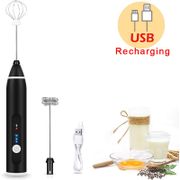 ⚡IN STOCK⚡24H shipping⚡ Rechargeable Milk Frother Handheld Electric Foam Maker with 2 Stainless whisks, 3-Speed Adjustable Mini Blender Perfect for bulletproof coffee,Egg Mix, Latte Coffee Cappuccino, Hot Chocolate Matcha