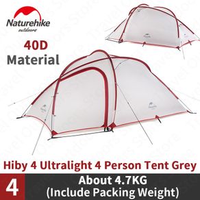 Naturehike Outdoors Tent Hiby Ultralight 3-4Persons Double Layer 4 Season Family Tent 20D Silicone Waterproof Tent NH17K230-P