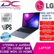 【FREE OFFICE 365】 DYNACORE - LG GRAM LAPTOP / NOTEBOOK 17Z90N-V.AA55A3 17 Inch | I5-1035G7 | 8GB | 512GB SSD | WIN 10 HOME