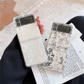 Samsung Galaxy Z Flip 4 5G Mickey PC Hard Case With Paperboard Z Flip 3 Transparent Shockproof Phone Creativity Case Cover