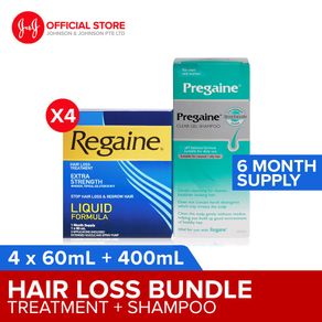 [Bundle of 4 + 1 / 6 + 1] Regaine Extra Strength 5% Solution 60ml x 4 / x 6 + Pregaine Clear Gel Shampoo 400ml x1