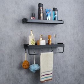 Bathroom Shelf Bath Shower Shelf Aluminum Black Bathroom Corner shelf Wall  Mounted Black Aluminum Kitchen Storage holder