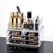 Acrylic Stackable cosmetic organizer jewelry storage box lipstick brush organizer