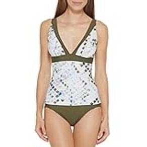 DKNY Women's Standard Triangle Halter Tank Top Bikini Bathing Suit, Splash Multi, X-Small