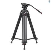 Andoer D1801 Professional Photography Tripod Stand Aluminium Alloy with 360° Panorama Fluid Hydraulic Bowl Head 3-Section Extendable Max. He   A0130