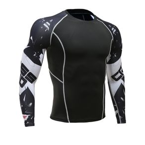 Men's Printed T-shirt Compression Tights Men Fitness Running Shirt Breathable Long Sleeve Sport Rashgard Gym Cycling Clothing