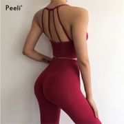 Peeli 2 Piece Yoga Set Sport Wear Women Sports Suit Fitness Gym Clothing Seamless Sports Bra Leggings Workout Running Tracksuits