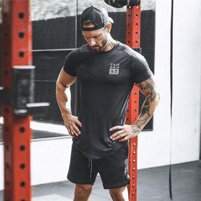 Brand Mens Muscle T shirt Bodybuilding Fitness Men Tops Mesh Quick Dry Tight Tee Shirt Gym Short Sleeve Tshirt homme
