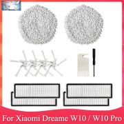 Replacement Parts for  Dreame W10 / W10 Pro Robot Vacuum Cleaner Washable HEPA Filter Mop Cloth Side Brush