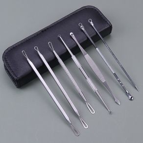 7PCS/1Set Stainless Steel Extractor Blackhead Remover Needles Acne Pimple Blemish Treatments Face Skin Care Beauty Tools