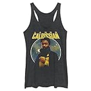 STAR WARS Junior's Han Solo LC Color Hypno Tri-Blend Racerback Layering Tank, Black Heather, Black Heather