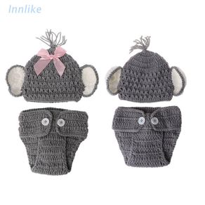 INN Newborn Baby Elephant Knit Crochet Hat Costume Photo Photography Prop Outfits
