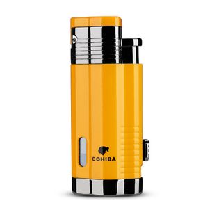 Cohiba Metal Cigar Cigarette Tobacco Lighter 3 Torch Jet Flame Refillable With Punch Smoking Tool Accessories Portable Gift Box