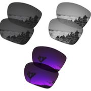 SmartVLT 3 Pairs Polarized Sunglasses Replacement Lenses for Oakley Twoface XL Stealth Black & Silver Titanium & Plasma Purple