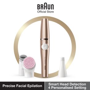 Braun Face Spa Pro SE 921 All-in-One with Facial Epilator for Women Cleansing Brush Toner Head White Bronze