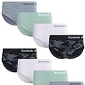 Reebok Women's Underwear - Seamless Hipster Briefs (8 Pack), Size Large, Black/Green/Lily/Grey