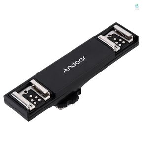 Andoer Dual Hot Shoe Flash Speedlite Light Bracket Splitter for 7DII 70D 5DR 5DRS 5DIII 6D DSLR Camera Camcorder