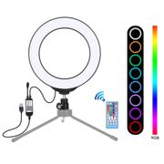 PULUZ  6.2 Inch USB RGBW Dimmable LED Ring Light Vlogging Photography Video Lights & Cold Shoe Tripod Ball Head & Remote Control
