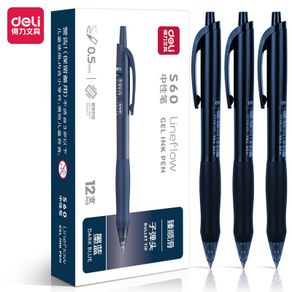 Online💕QM Deli(deli)Zhenshun Slip Office Gel Pen0.5mmBullet Student Office Supplies Ink Blue12Support/Box S60 MQ7M