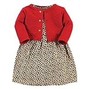 Hudson Baby Baby Girls' Quilted Cardigan and Dress, Leopard Red, 5 Years