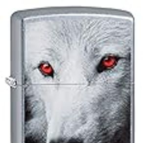 Zippo Red Eyed Wolf Pocket Lighter, Street Chrome
