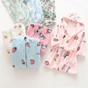 2021 spring, autumn and winter children s fruit thickened flannel pajamas home service bathrobes boys and girls baby bat