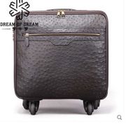 mengzhongmeng Ostrich leather Pull rod box 16-inch suitcase full wheel hardbox password boarding suitcase men luggage