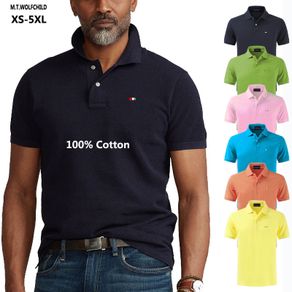 100% Cotton High Quality New Men Polo Shirts Casual Solid Summer Polos Hommes Short Sleeve Sportswear Shirt Fit Male Tops XS-5XL
