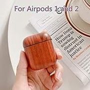 Wood Grain Case for Airpods Pro Protective Cover with Reserving Charging Port for Airpods 1 2 3 Bluetooth Headset (Color : Red)