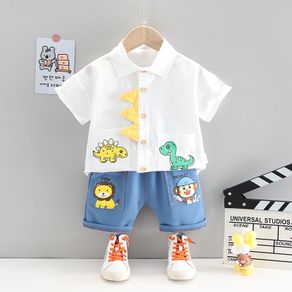 Baby Summer Suit 2021 Children Boys Short-Sleeved Handsome Two-Piece Clothes