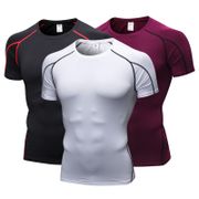 New Men's Short Sleeve Rashgard Compression Running T Shirt Men Quick Dry Gym Fitness Running Sports Tights Men's Sportswear